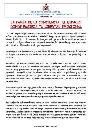 La Pausa De La Conciencia