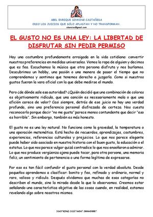 El Gusto No Es Una Ley