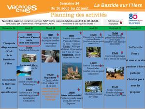 Programme Des Activités Semaine 34