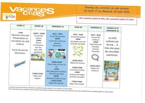 Programme Du 16 Au 22 Août 2026
