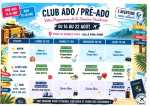 Programme Ados Du 16 Au 22 Oaût 2026