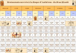 Restaurants Ouverts à La Roque Du 16 Au 22 Août
