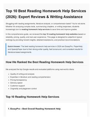 Reading Homework Help