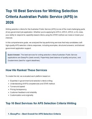 Writing Selection Criteria Australian Public Service