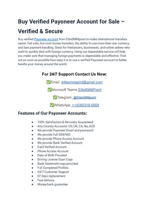 Elite Site To Buy Verified Payoneer Account Setup & Verification – Secure Online Payment Solutions