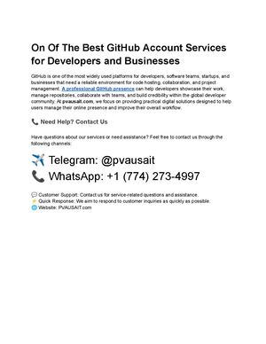 On Of The Best Git Hub Account Services For Developers And Businesses