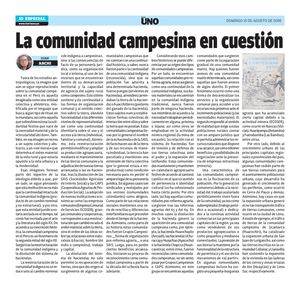 2026 08 16 Diario Uno 10 La Comunidad Campesina En Cuestión