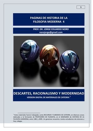 359. PAGINAS DE HISTORIA DE LA FILOSOFIA MODERNA 4 + DESCARTES, EL RACIONALISMO Y LA MODERNIDAD.