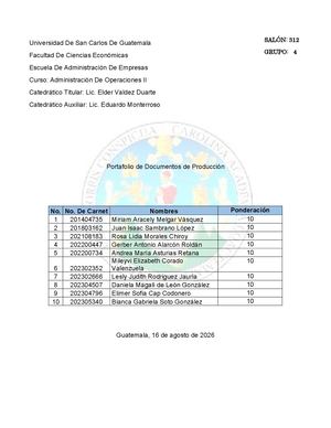 Portafolio Documentos de Producción