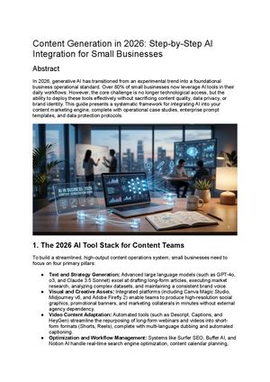 AI in Business 2026: Content Generation & Integration Guide