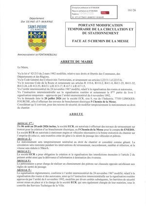 Arrete 2026 161 Modification Temporaire Circulation Et Stationnement 5 Chemin De La Messe