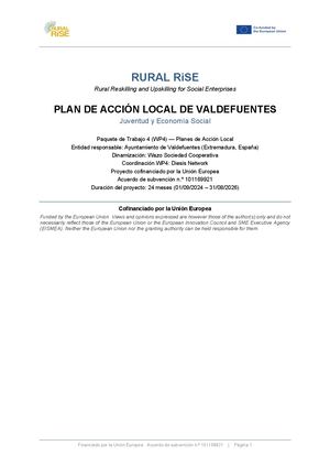 Local Action Plan of Valdefuentes