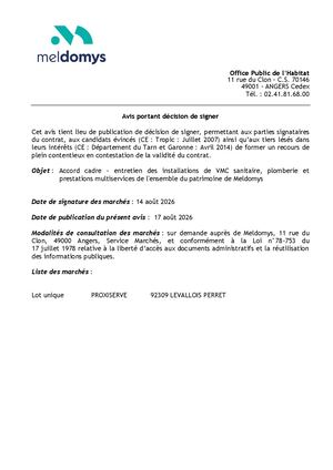 Accord cadre Multiservices