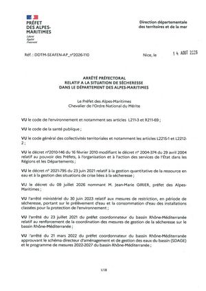 20260814 Ap N°2026 110 Sécheresse Août