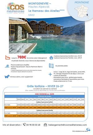 Montgenevre / Résidence Le Hameau des Airelles Mmv / Saison HIVER 2026-2027