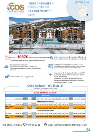 Serre Chevalier / Résidence Serra Neva - Mmv / Saison HIVER 2026-2027