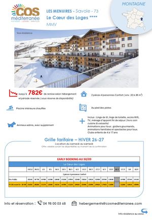 Les Menuires / Résidence Le Coeur Des Loges - Mmv / Saison HIVER 2026-2027