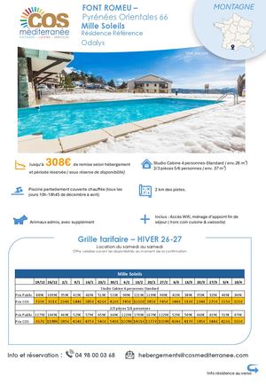 Font Romeu : Résidence Mille Soleil - Odalys / Saison HIVER 2026-2027