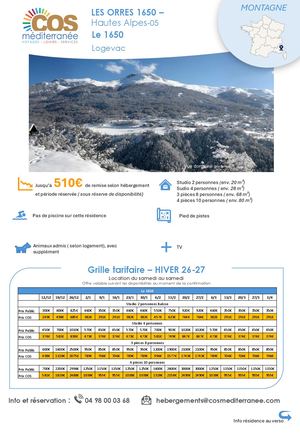 Les Orres 1650 / Résidence Le 1650 - Logevac / Saison HIVER 2026-2027