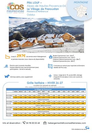 Pra Loup / Le Village de Praroustan - Odalys  / Saison HIVER 2026-2027