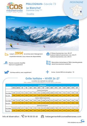 Pralognan / Résidence Le Blanchot - Goélia  / Saison HIVER 2026-2027