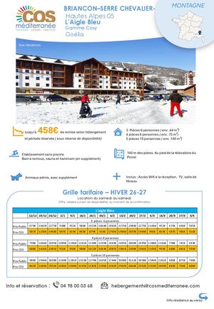 Serre Chevalier - Briancon / Résidence L'aigle Bleu - Goélia  / Saison HIVER 2026-2027