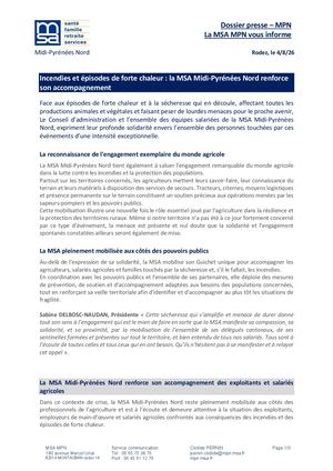 Communique De Presse Msa Incendie 2026 4 8 Incedies Canicule Accompagnement Pk Anc He