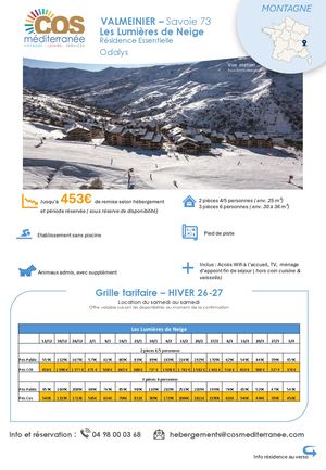 Valmeinier / Les Lumières de Neige - Odalys  / Saison HIVER 2026-2027