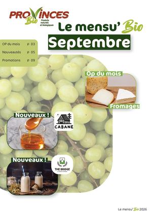 Provinces Bio Mensu'bio Septembre 2026