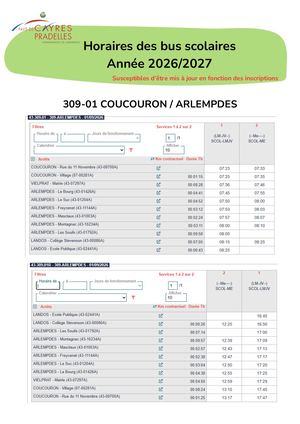 De Horaires Des Bus Année Scolaire 2026-2027
