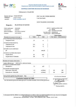 ANALYSE EAU DU 06/08/2026