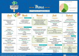 Menus scolaires Septembre 2026