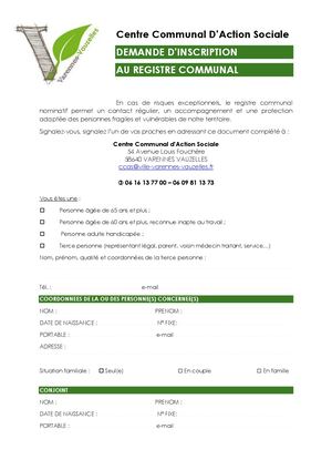 Fiche Inscription Registre Communal