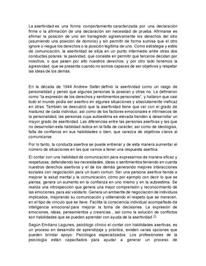 El manejo de la sertividad en una comunidad