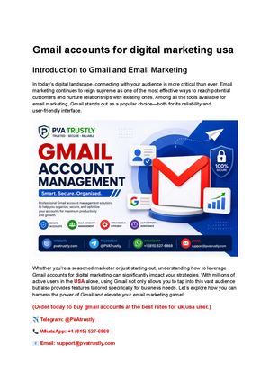 Gmail Accounts For Digital Marketing Usa