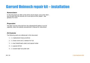 Garrard Unimechfix Kit