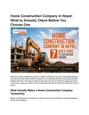Home Construction Company In Nepal What To Actually Check Before You Choose One