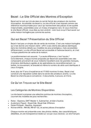 Bezel : Le Site Officiel des Montres d'Exception