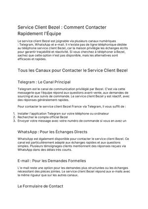 Service Client Bezel : Comment Contacter Rapidement l'Équipe