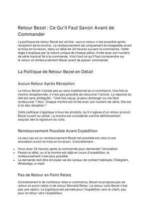 Retour Bezel : Ce Qu'il Faut Savoir Avant de Commander