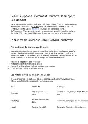 Bezel Téléphone : Comment Contacter le Support Rapidement