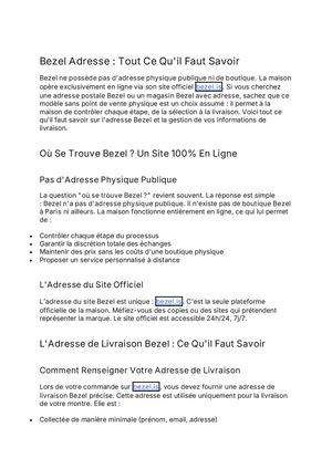 Bezel Adresse : Tout Ce Qu'il Faut Savoir