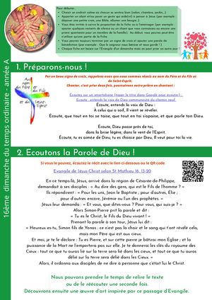 21e dimanche du Temps Ordinaire