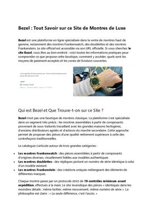 Bezel : Tout Savoir sur ce Site de Montres de Luxe