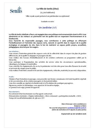 Annonce Jardinier 2026