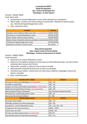 Programmation - La semaine de Wouf
