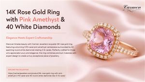 14k Rose Gold Ring With Pink Amethyst & 40 White Diamonds