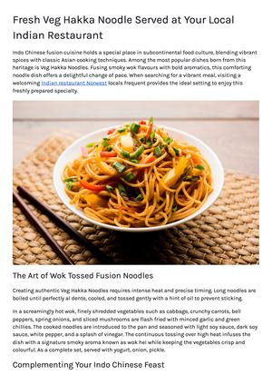 Fresh Veg Hakka Noodle Served At Your Local Indian Restaurant