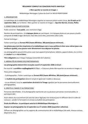 Règlement Du Concours Photo 2026