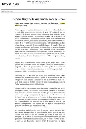 Un été avec Romain Gary, Maria Pourchet / Equateurs - France Inter